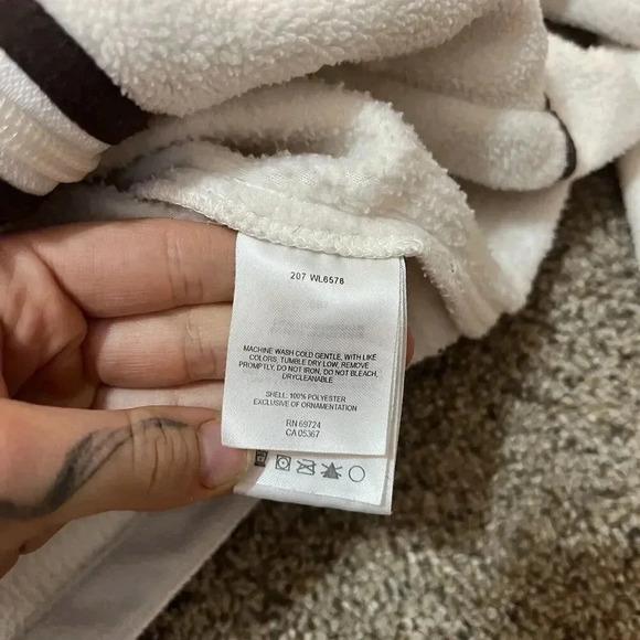 Columbia‎ Vintage Piped Full Zip Fleece Jacket Thermal Womens Ivory Brown Hooded - Picture 4 of 9